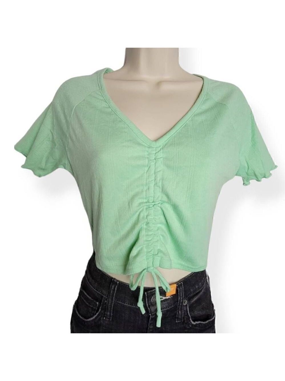 Colsie Green v- neck Crop Top XL
